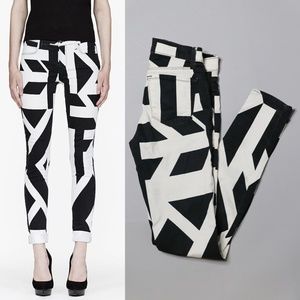 J Brand Black & White Slim Fit Cantilever Graphic Jeans